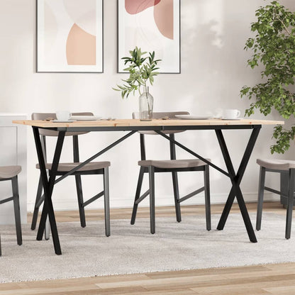 Tavolo da Pranzo Telaio a X 140x80x75 cm Legno Pino e Acciaio | homemem39