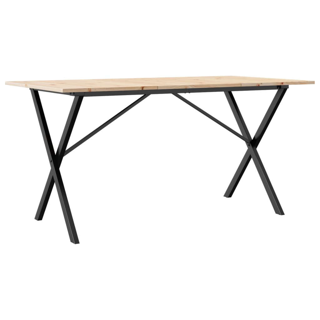 Tavolo da Pranzo Telaio a X 160x80x75 cm Legno Pino e Acciaio | homemem39