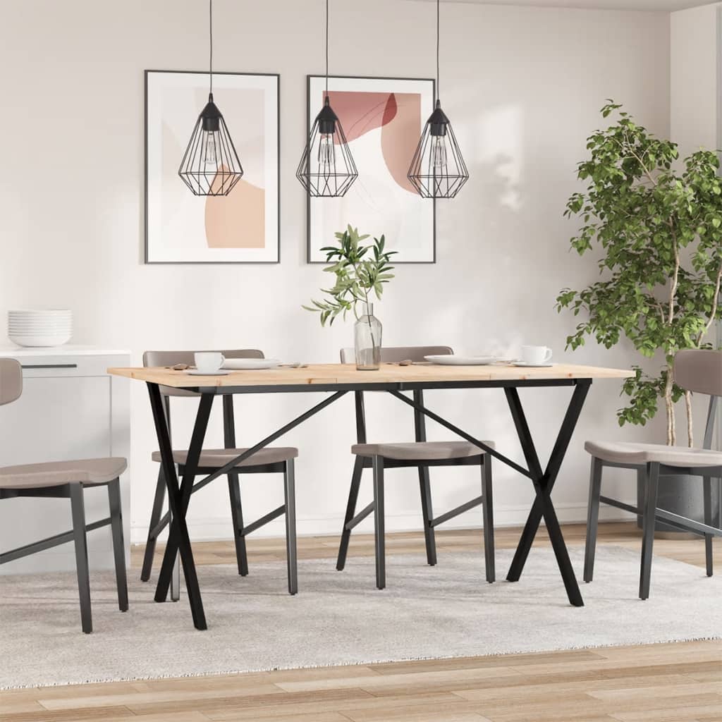 Tavolo da Pranzo Telaio a X 160x80x75 cm Legno Pino e Acciaio | homemem39