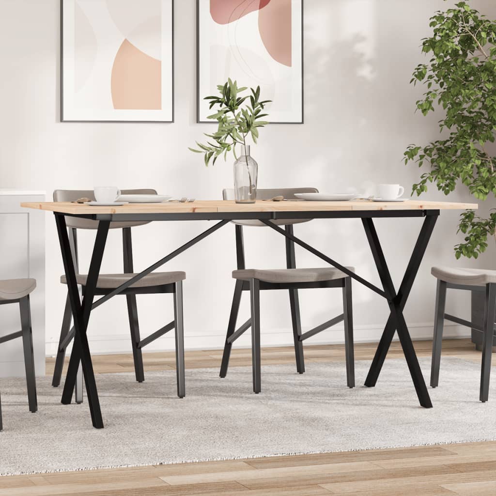 Tavolo da Pranzo Telaio a X 160x80x75 cm Legno Pino e Acciaio