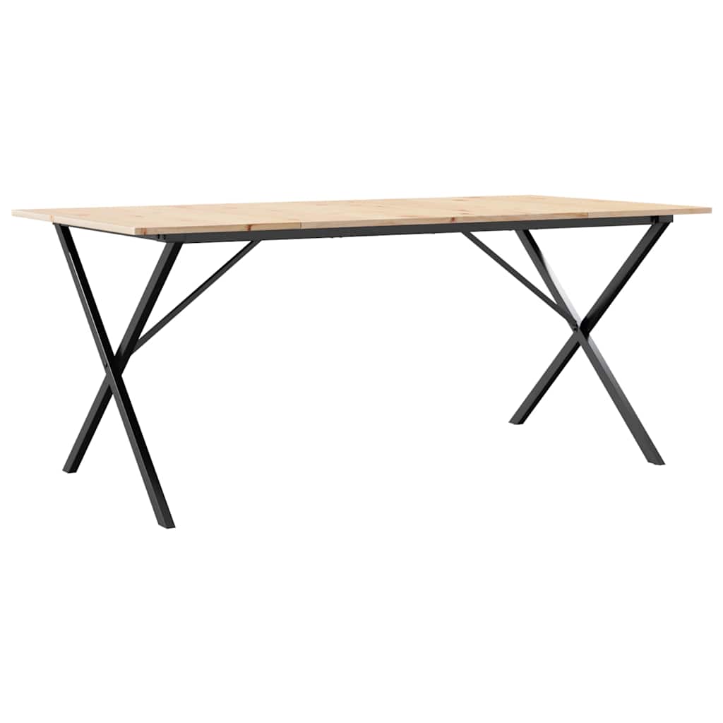 Tavolo da Pranzo Telaio a X 180x90x75 cm Legno Pino e Acciaio | homemem39