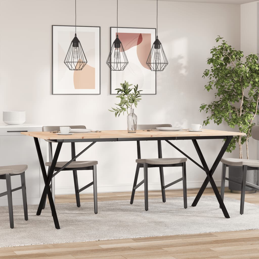 Tavolo da Pranzo Telaio a X 180x90x75 cm Legno Pino e Acciaio | homemem39