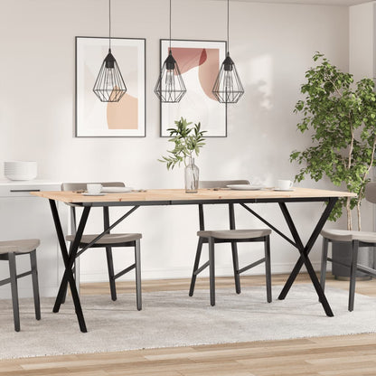 Tavolo da Pranzo Telaio a X 180x90x75 cm Legno Pino e Acciaio | homemem39