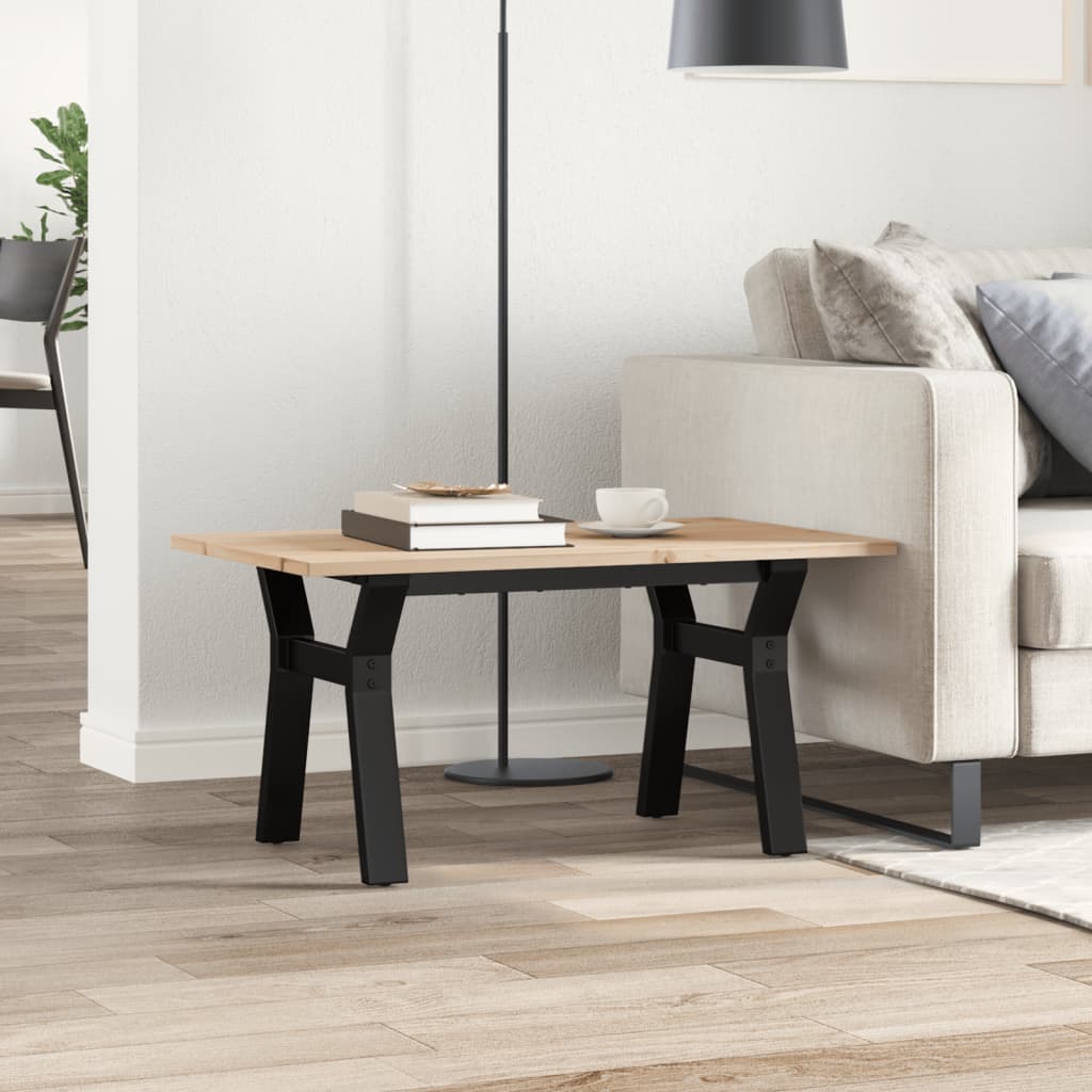 Tavolino da Salotto Telaio a Y 80x50x40 cm Legno Pino e Acciaio | homemem39