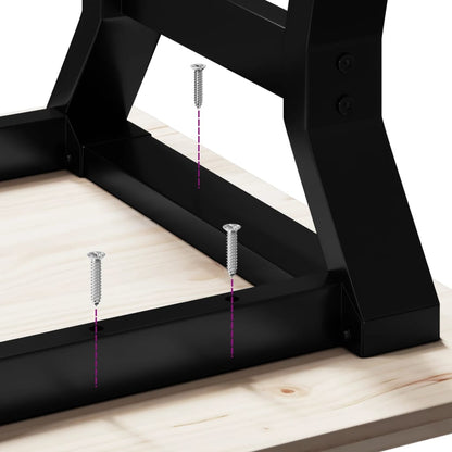 Tavolino da Salotto Telaio a Y 80x50x40 cm Legno Pino e Acciaio | homemem39