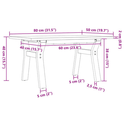 Tavolino da Salotto Telaio a Y 80x50x40 cm Legno Pino e Acciaio | homemem39