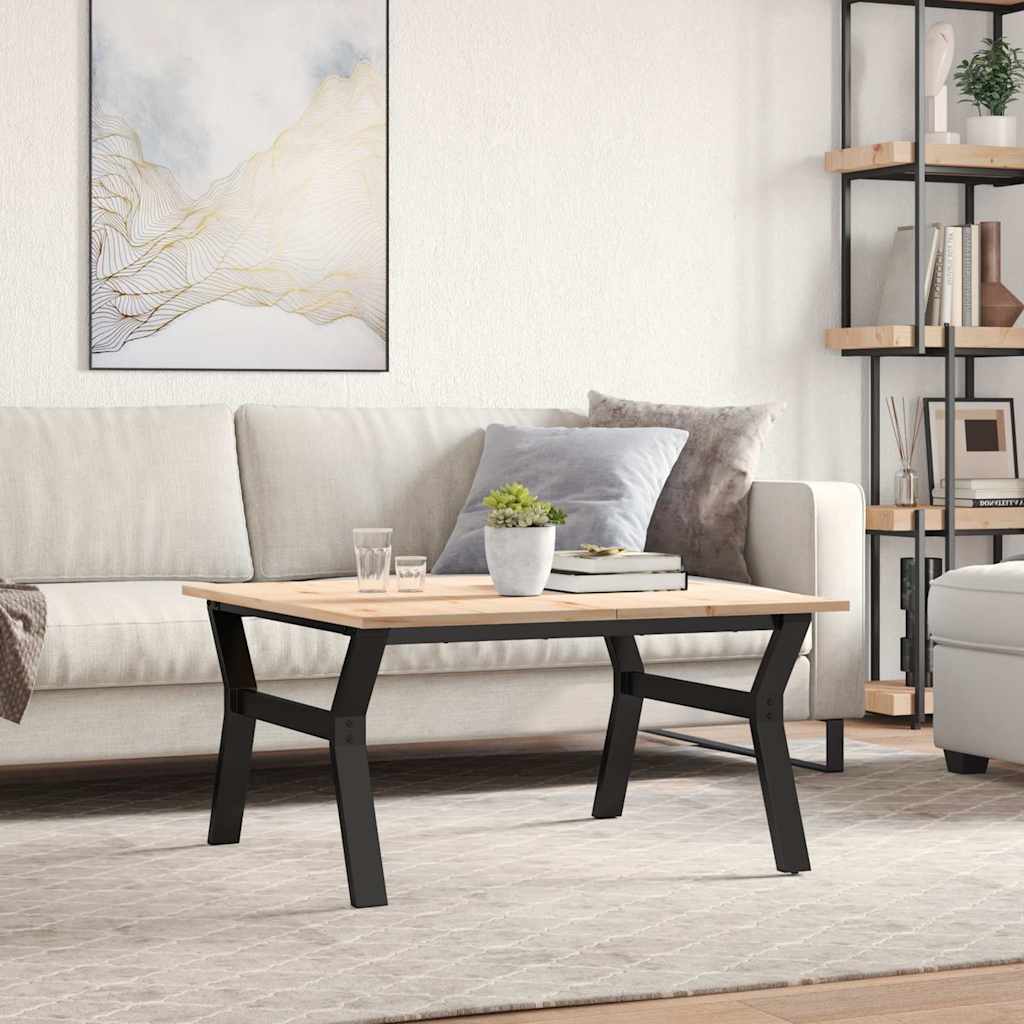 Tavolino da Salotto Telaio a Y 90x90x45 cm Legno Pino e Acciaio | homemem39