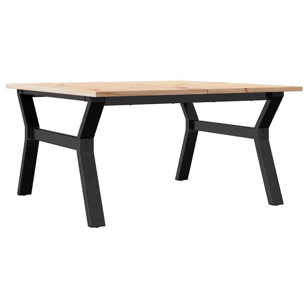 Tavolino da Salotto Telaio a Y 90x90x45 cm Legno Pino e Acciaio | homemem39