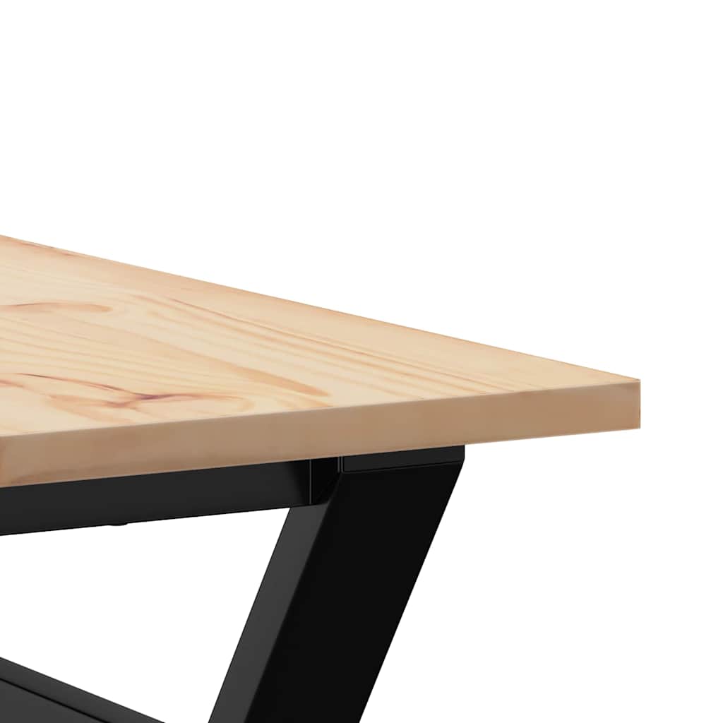 Tavolino da Salotto Telaio a Y 90x90x45 cm Legno Pino e Acciaio | homemem39