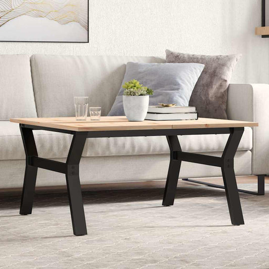 Tavolino da Salotto Telaio a Y 90x90x45 cm Legno Pino e Acciaio | homemem39