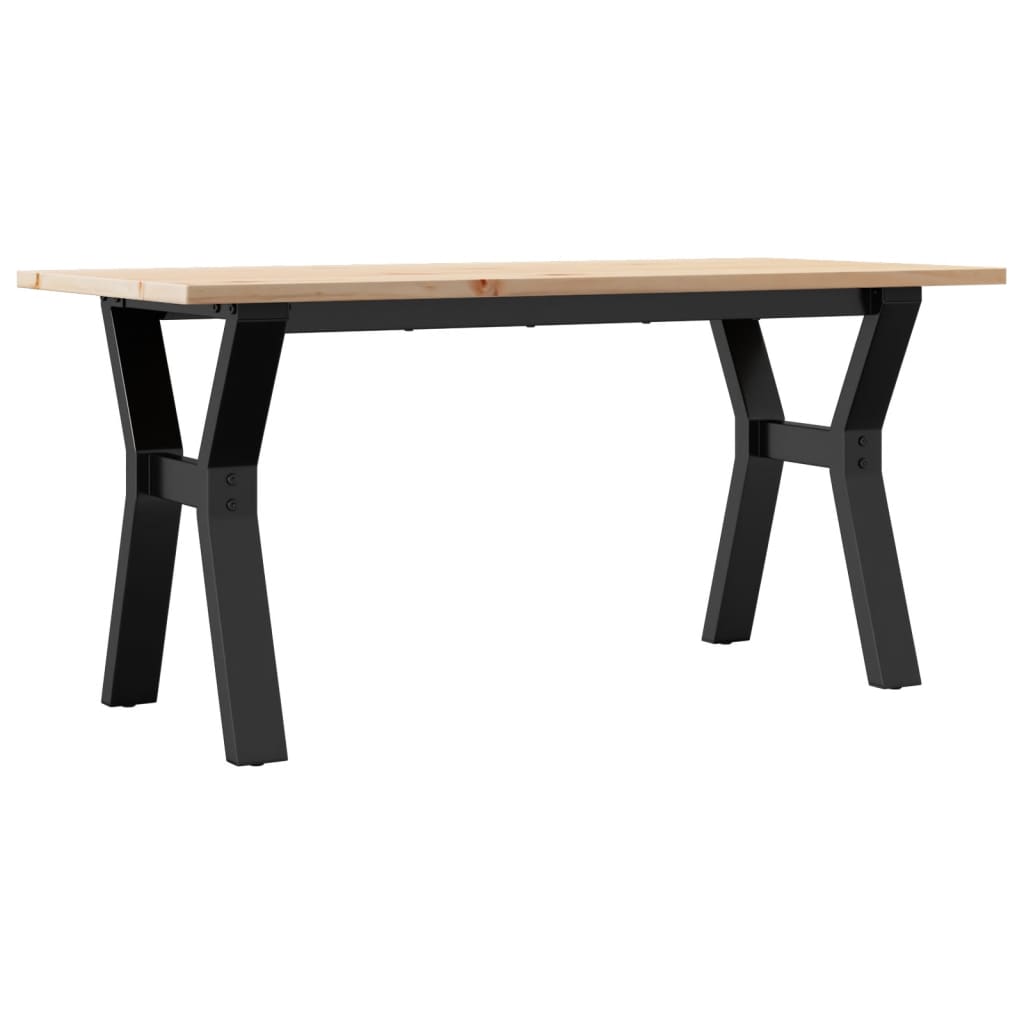 Tavolino Salotto Telaio a Y 100x50x45 cm Legno Pino e Acciaio | homemem39