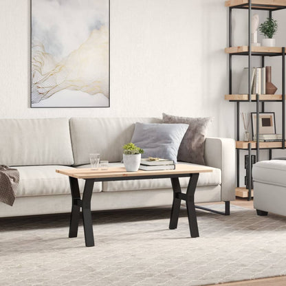 Tavolino Salotto Telaio a Y 100x50x45 cm Legno Pino e Acciaio | homemem39