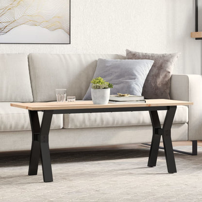 Tavolino Salotto Telaio a Y 110x40x45 cm Legno Pino e Acciaio | homemem39