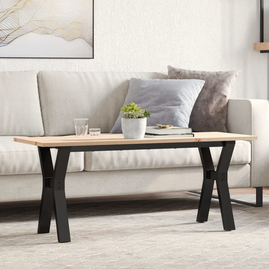 Tavolino Salotto Telaio a Y 110x40x45 cm Legno Pino e Acciaio | homemem39