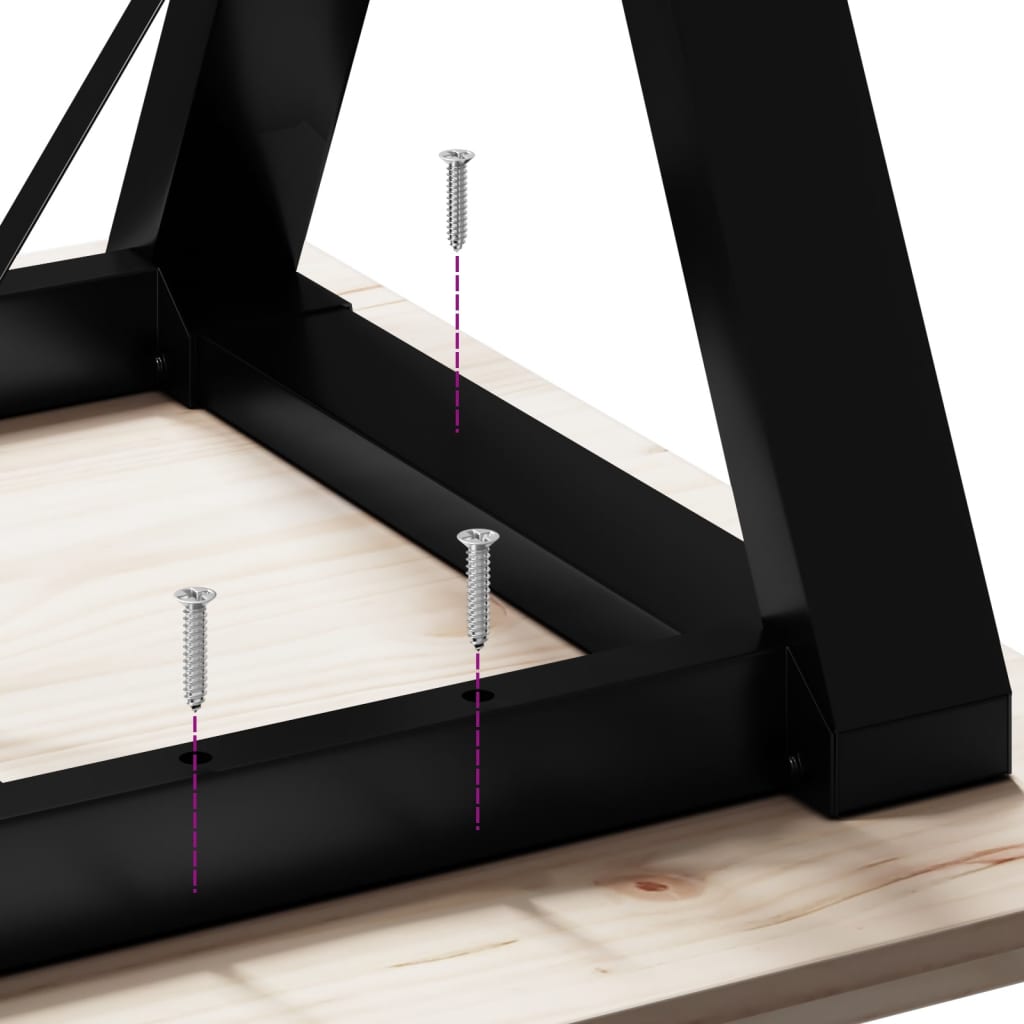 Tavolo da Pranzo Telaio a Y 50x50x75 cm Legno Pino e Acciaio | homemem39