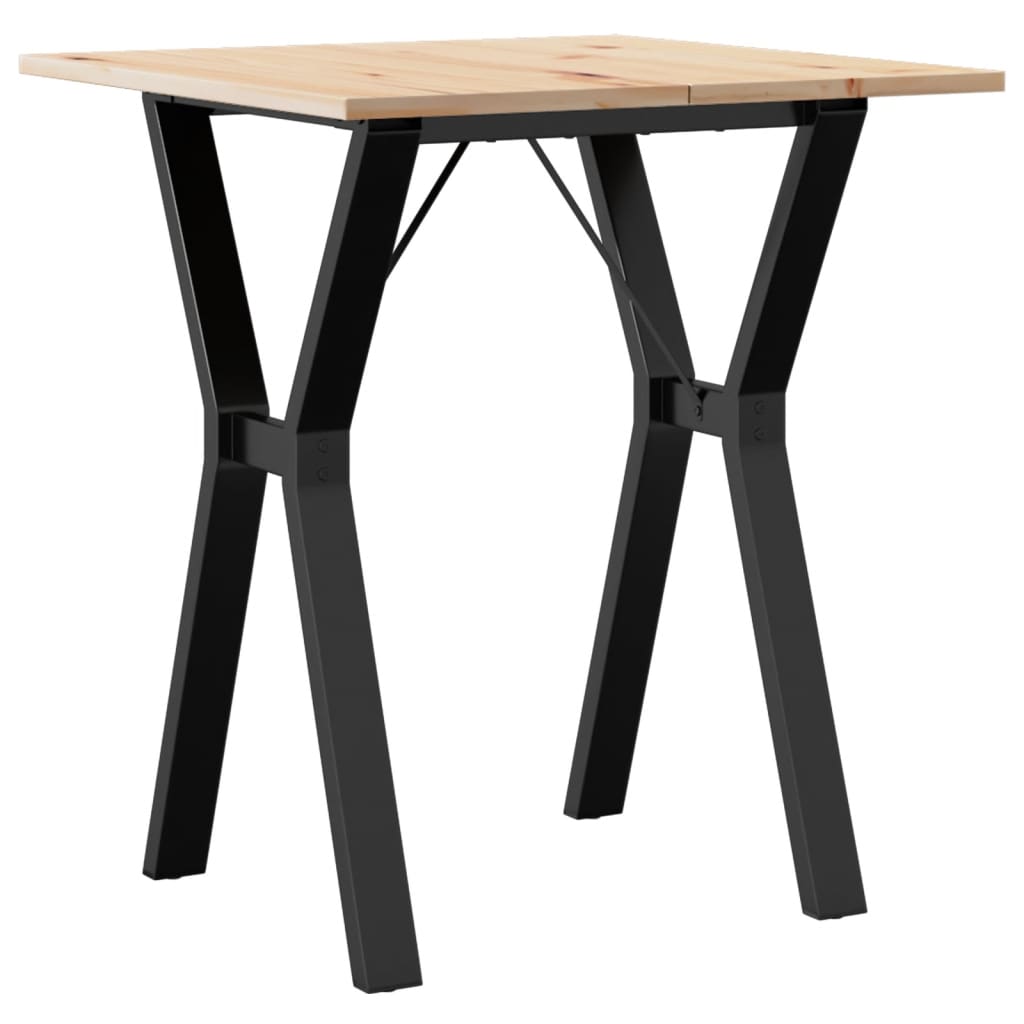 Tavolo da Pranzo Telaio a Y 60x60x75 cm Legno Pino e Acciaio | homemem39