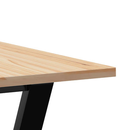 Tavolo da Pranzo Telaio a Y 70x70x75 cm Legno Pino e Acciaio | homemem39