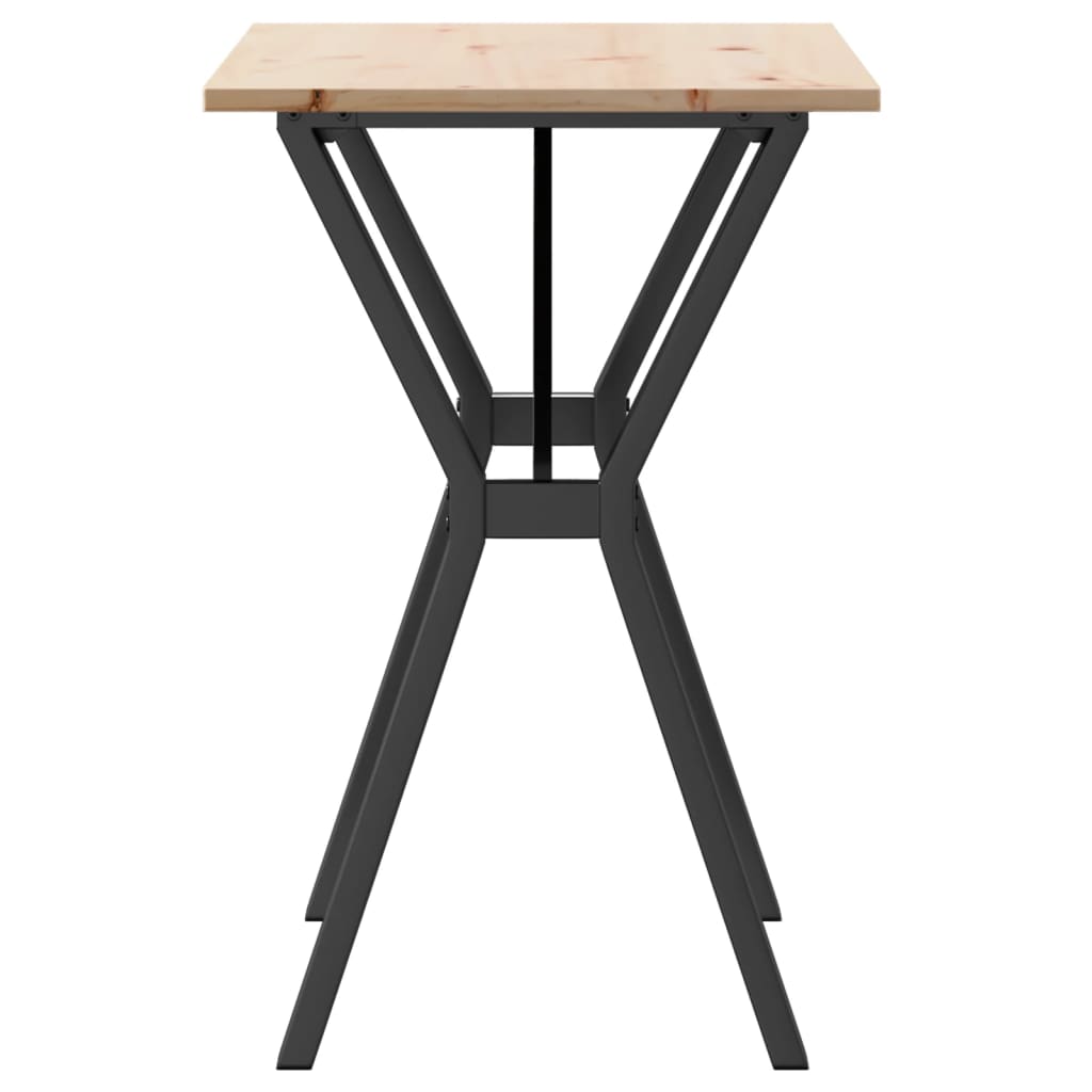 Tavolo da Pranzo Telaio a Y 80x50x75 cm Legno Pino e Acciaio | homemem39