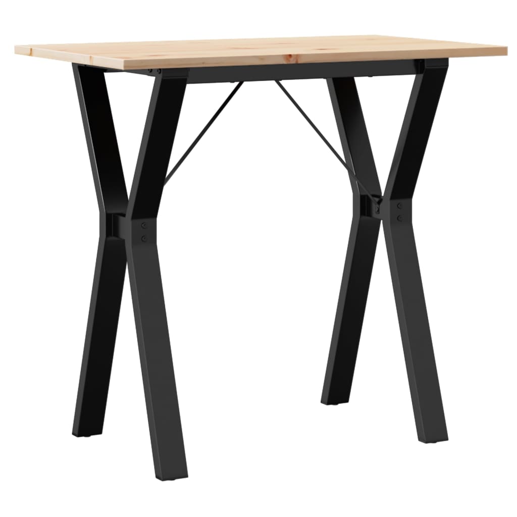 Tavolo da Pranzo Telaio a Y 80x50x75 cm Legno Pino e Acciaio | homemem39