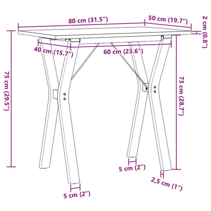 Tavolo da Pranzo Telaio a Y 80x50x75 cm Legno Pino e Acciaio | homemem39