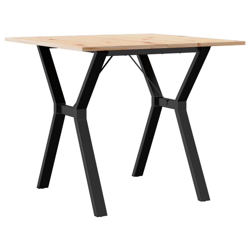 Tavolo da Pranzo Telaio a Y 80x80x75 cm Legno Pino e Acciaio | homemem39