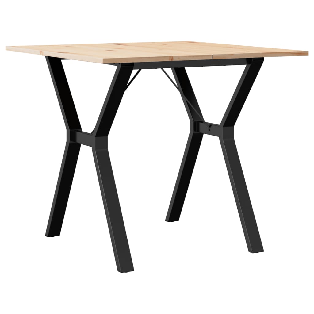 Tavolo da Pranzo Telaio a Y 90x90x75 cm Legno Pino e Acciaio | homemem39