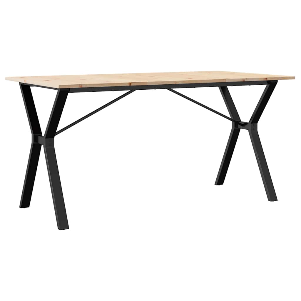 Tavolo da Pranzo Telaio a Y 140x80x75 cm Legno Pino e Acciaio | homemem39