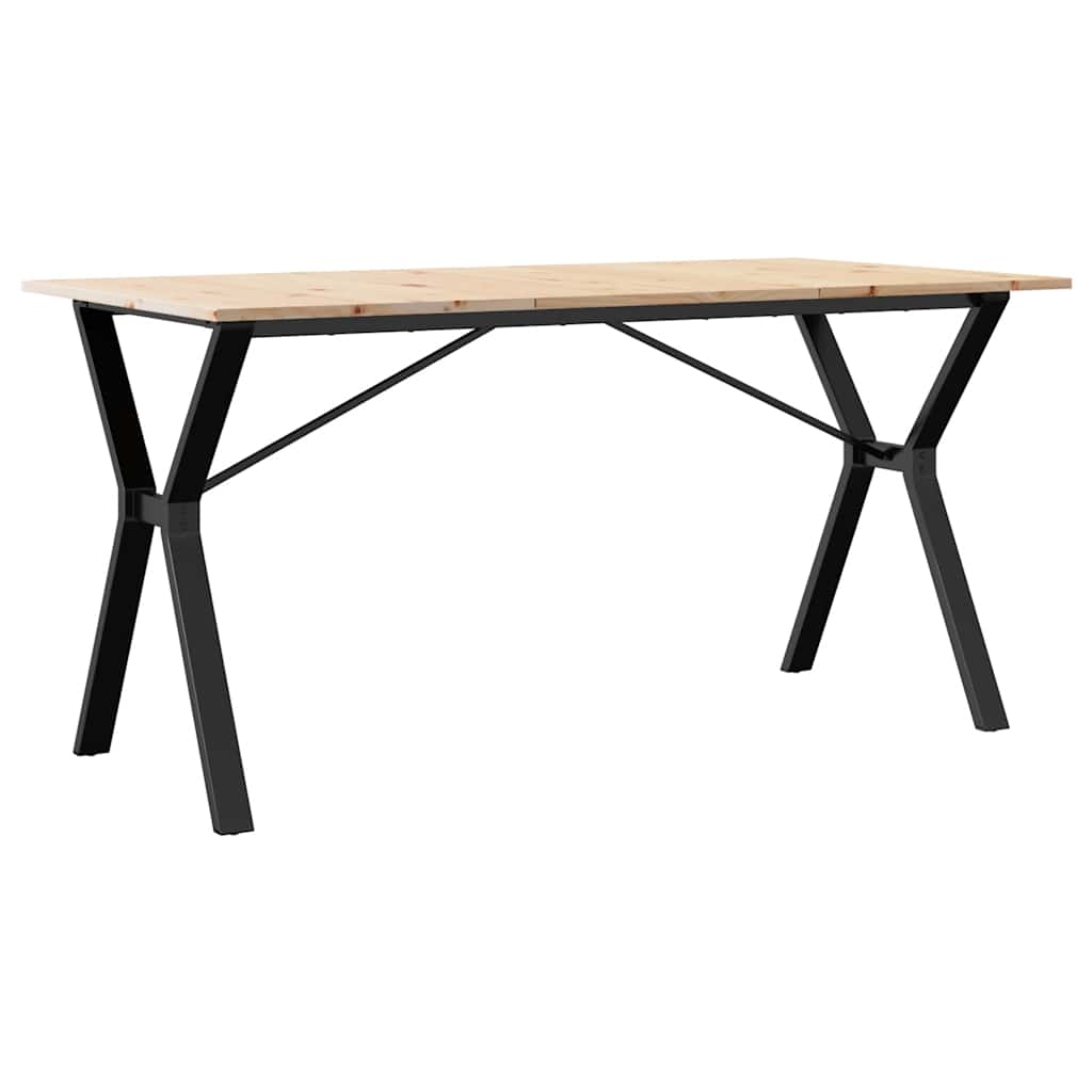 Tavolo da Pranzo Telaio a Y 140x80x75 cm Legno Pino e Acciaio | homemem39