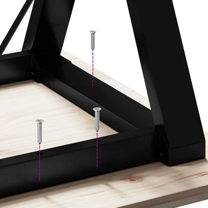 Tavolo da Pranzo Telaio a Y 140x80x75 cm Legno Pino e Acciaio | homemem39