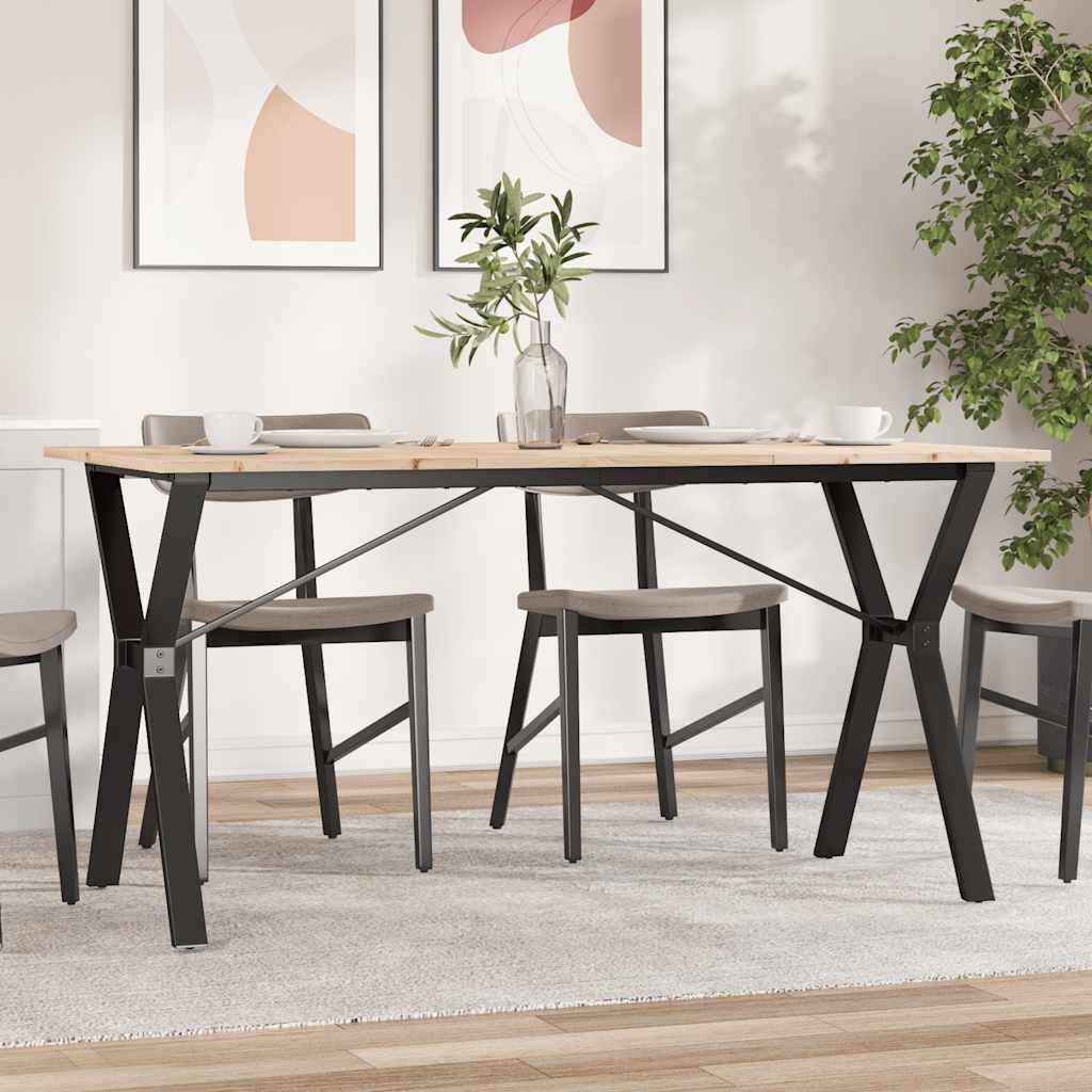 Tavolo da Pranzo Telaio a Y 140x80x75 cm Legno Pino e Acciaio