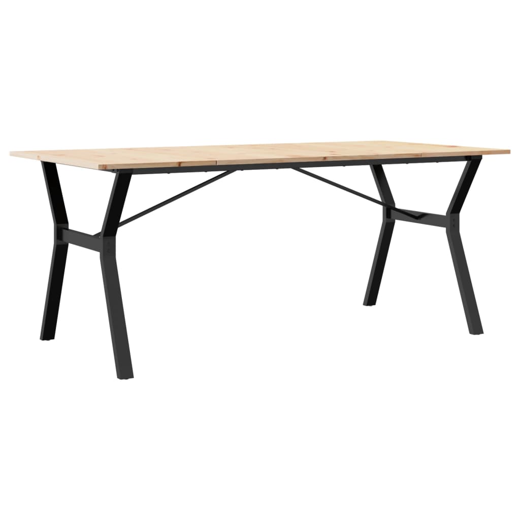 Tavolo da Pranzo Telaio a Y 180x90x75 cm Legno Pino e Acciaio | homemem39