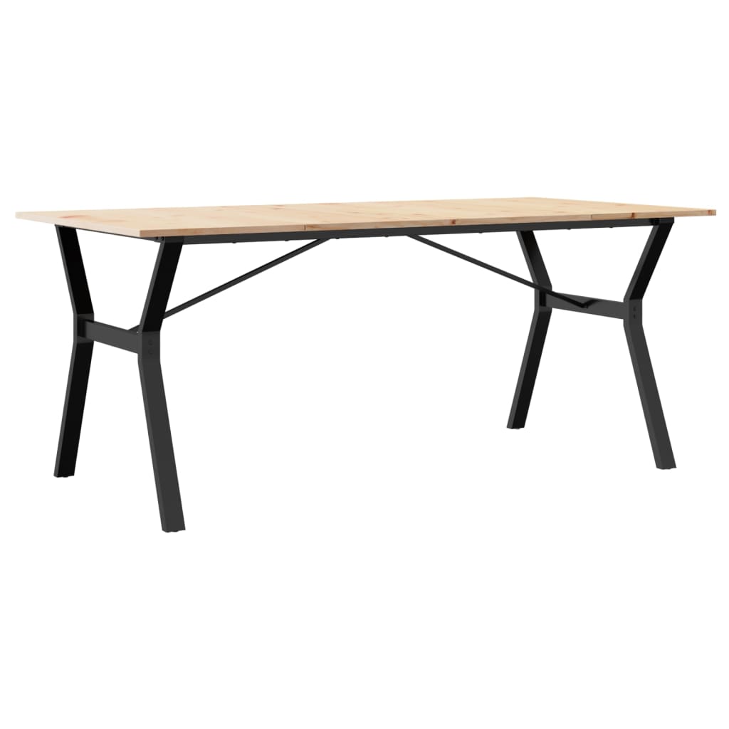 Tavolo da Pranzo Telaio a Y 180x90x75 cm Legno Pino e Acciaio | homemem39