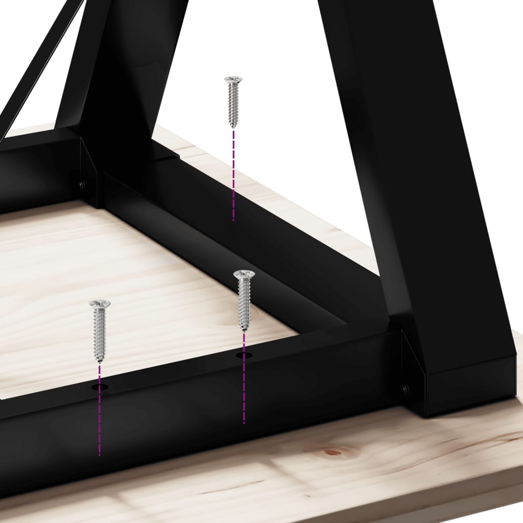 Tavolo da Pranzo Telaio a Y 180x90x75 cm Legno Pino e Acciaio | homemem39