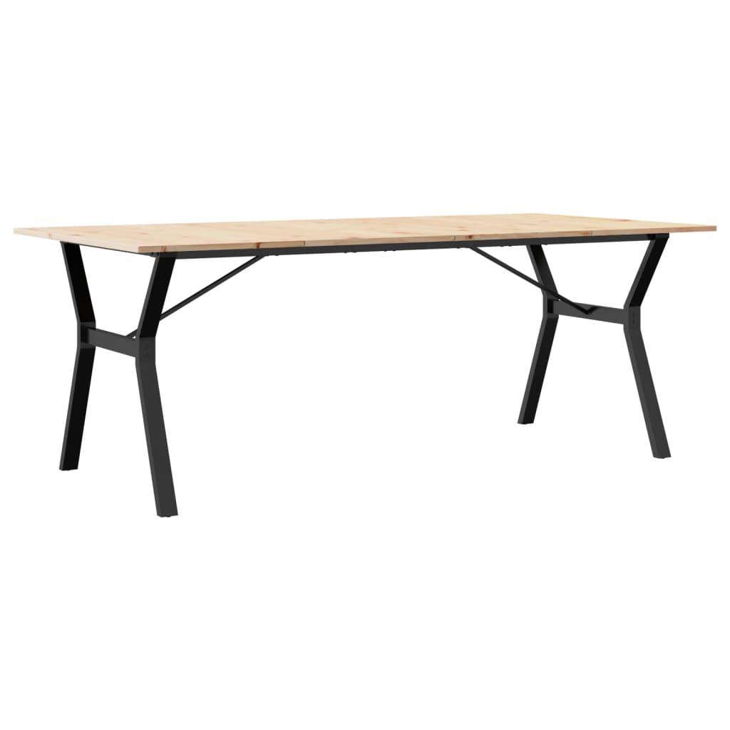 Tavolo da Pranzo Telaio a Y 200x100x75 cm Legno Pino e Acciaio | homemem39