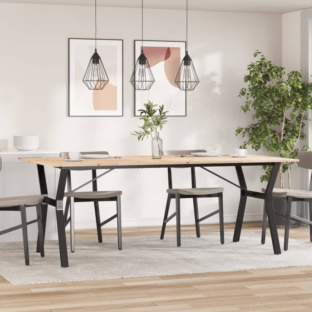 Tavolo da Pranzo Telaio a Y 200x100x75 cm Legno Pino e Acciaio | homemem39