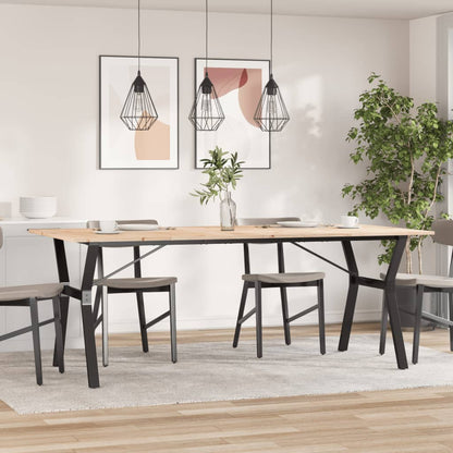 Tavolo da Pranzo Telaio a Y 200x100x75 cm Legno Pino e Acciaio | homemem39
