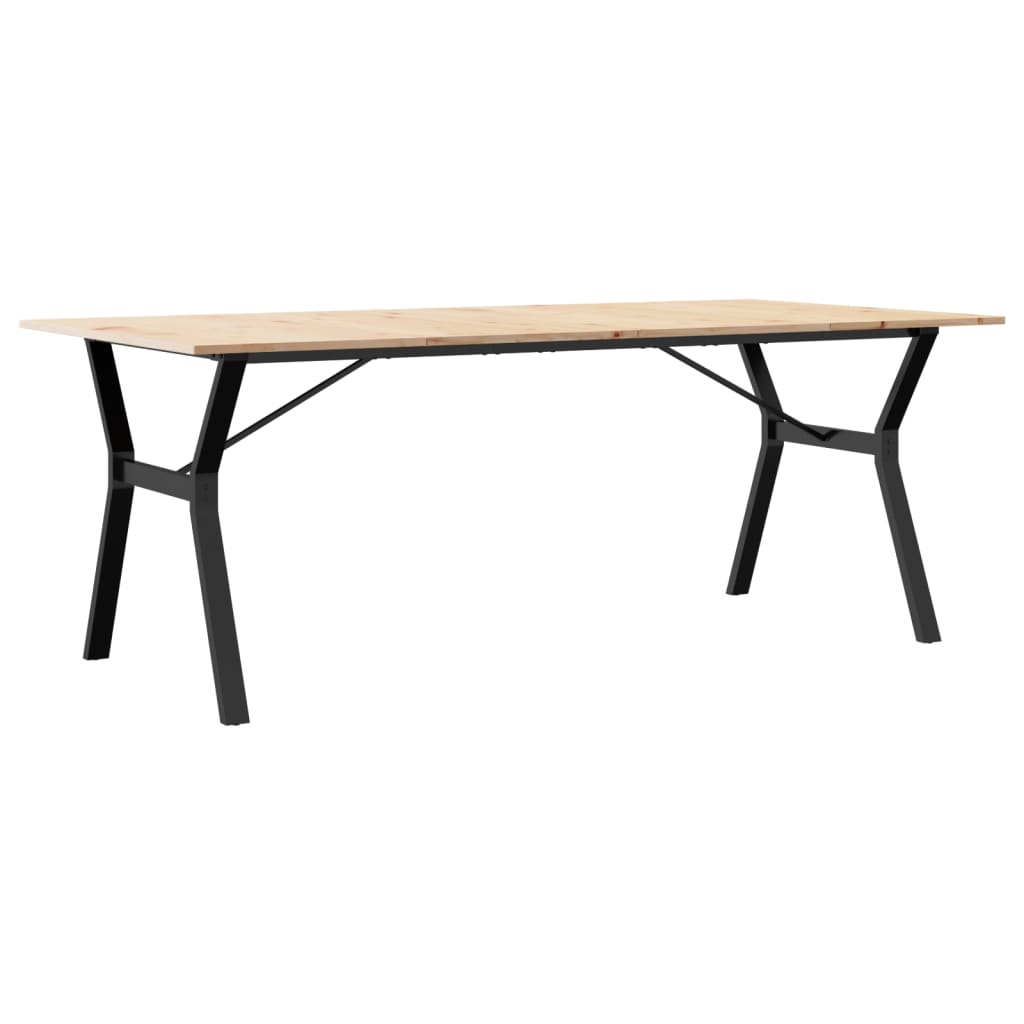 Tavolo da Pranzo Telaio a Y 200x100x75 cm Legno Pino e Acciaio | homemem39