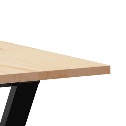 Tavolo da Pranzo Telaio a Y 200x100x75 cm Legno Pino e Acciaio | homemem39