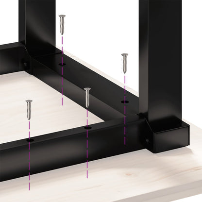 Tavolino Salotto Telaio a O 70x70x40,5cm Legno Pino e Acciaio | homemem39
