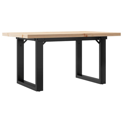 Tavolino Salotto Telaio a O 80x50x40,5cm Legno Pino e Acciaio