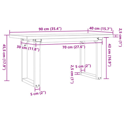 Tavolino Salotto Telaio a O 90x40x45,5cm Legno Pino e Acciaio | homemem39
