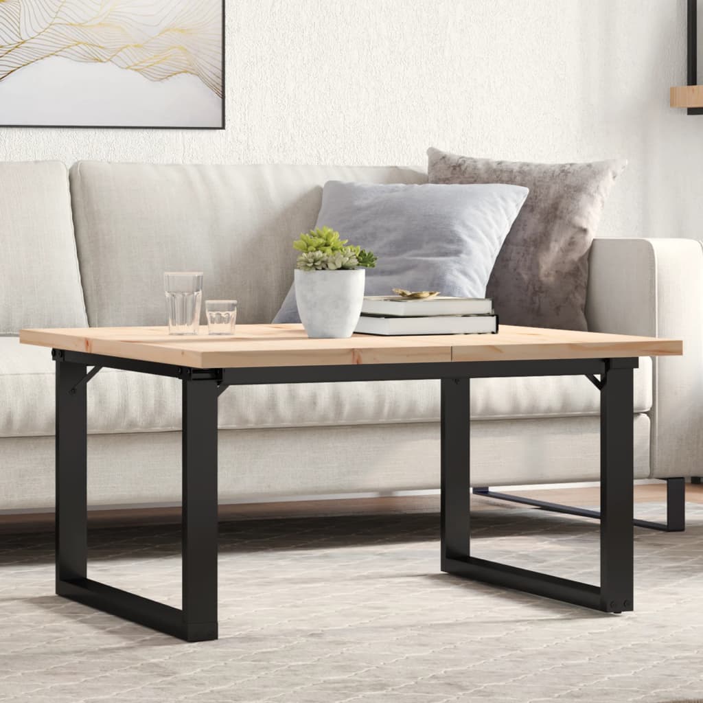Tavolino Salotto Telaio a O 90x90x45,5 cm Legno Pino e Acciaio | homemem39