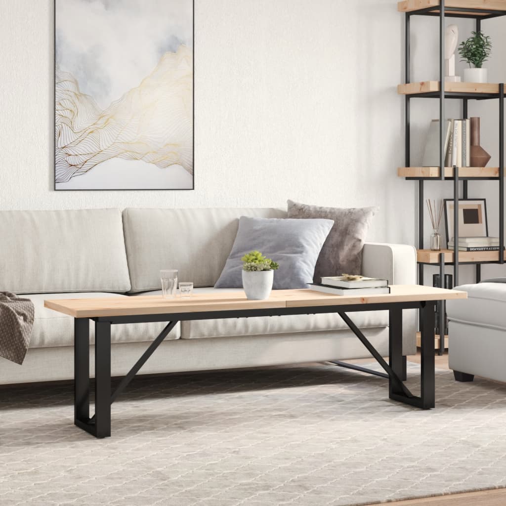 Tavolino Salotto Telaio a O 160x40x45,5 cm Legno Pino e Acciaio | homemem39