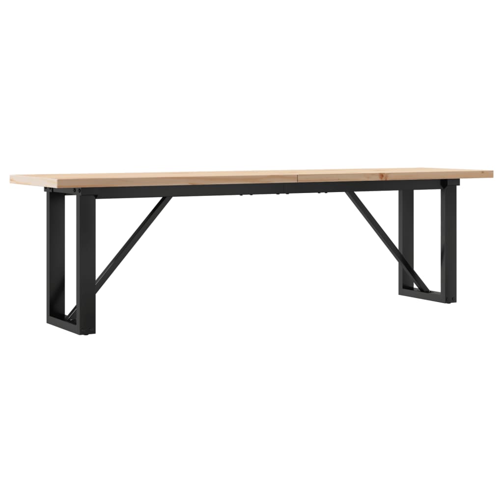 Tavolino Salotto Telaio a O 160x40x45,5 cm Legno Pino e Acciaio | homemem39