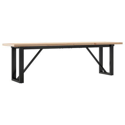 Tavolino Salotto Telaio a O 160x40x45,5 cm Legno Pino e Acciaio | homemem39