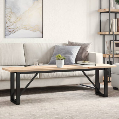 Tavolino Salotto Telaio a O 160x40x45,5 cm Legno Pino e Acciaio | homemem39