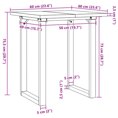 Tavolo da Pranzo Telaio a O 60x60x75,5 cm Legno Pino e Acciaio | homemem39