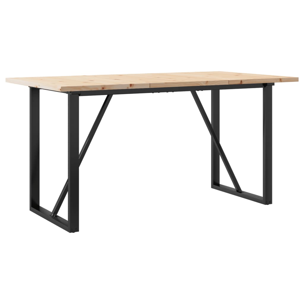 Tavolo da Pranzo Telaio a O 140x80x75,5 cm Legno Pino e Acciaio | homemem39