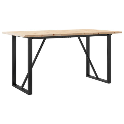 Tavolo da Pranzo Telaio a O 140x80x75,5 cm Legno Pino e Acciaio | homemem39