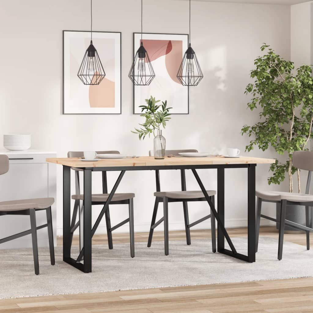 Tavolo da Pranzo Telaio a O 140x80x75,5 cm Legno Pino e Acciaio | homemem39